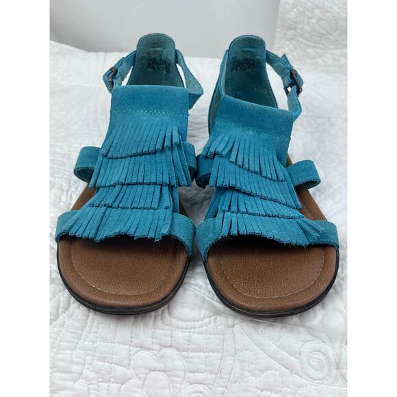 Minnetonka Women's Size 8 Blue Suede Strap Hippie Boho Vacation Sandal 10018584 - Picture 5 of 10